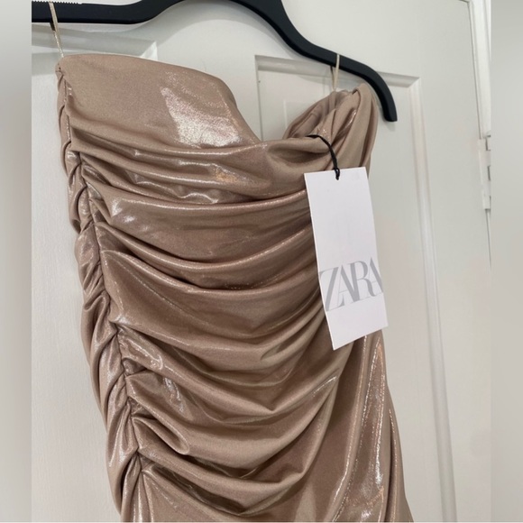 Zara NWT Ruched strapless dress - Picture 7 of 9